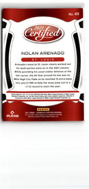 2021 Panini Chronicles Certified Nolan Arenado
