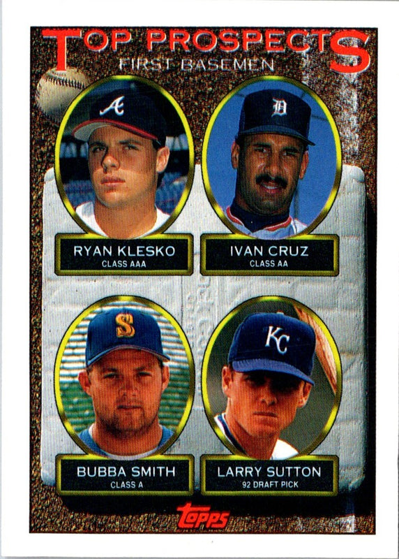 1993 Topps Inaugural Ryan Klesko/Ivan Cruz/Bubba Smith/Larry Sutton #423