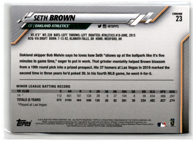 2020 Topps Chrome Seth Brown