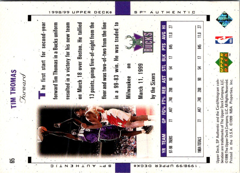 1998 SP Authentic Tim Thomas