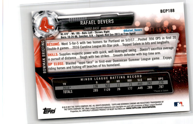 2017 Bowman Chrome Prospects Purple Rafael Devers