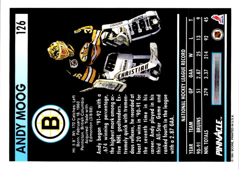 1991 Pinnacle Andy Moog