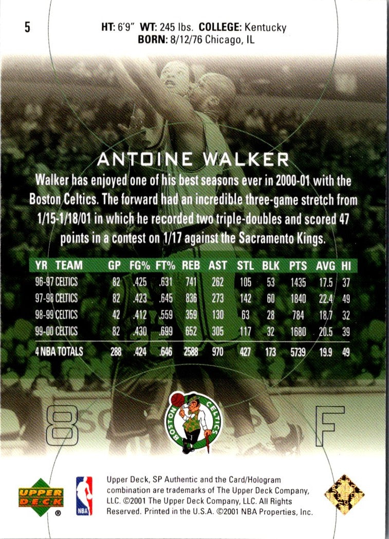 2001 Upper Deck Pros & Prospects Antoine Walker