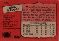 1987 Topps Raul Allegre #19