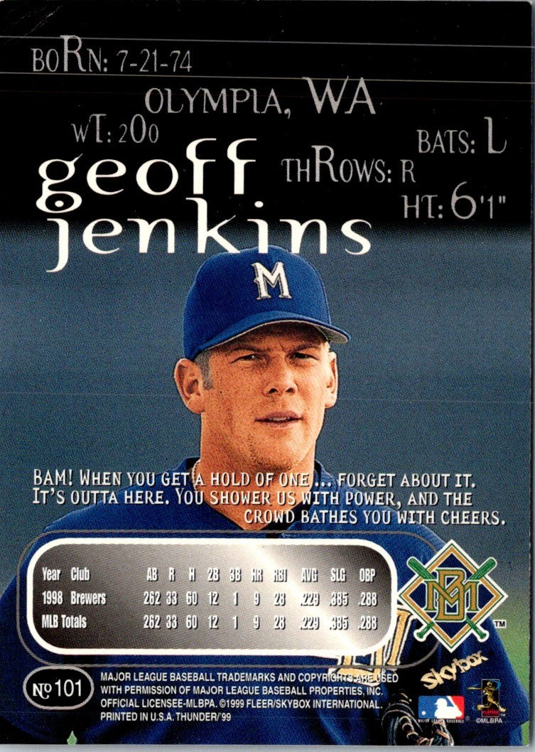 1999 SkyBox Thunder Geoff Jenkins