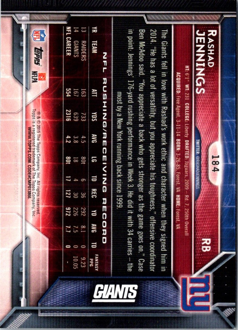 2015 Topps Super Bowl 50 Factory Set Rashad Jennings