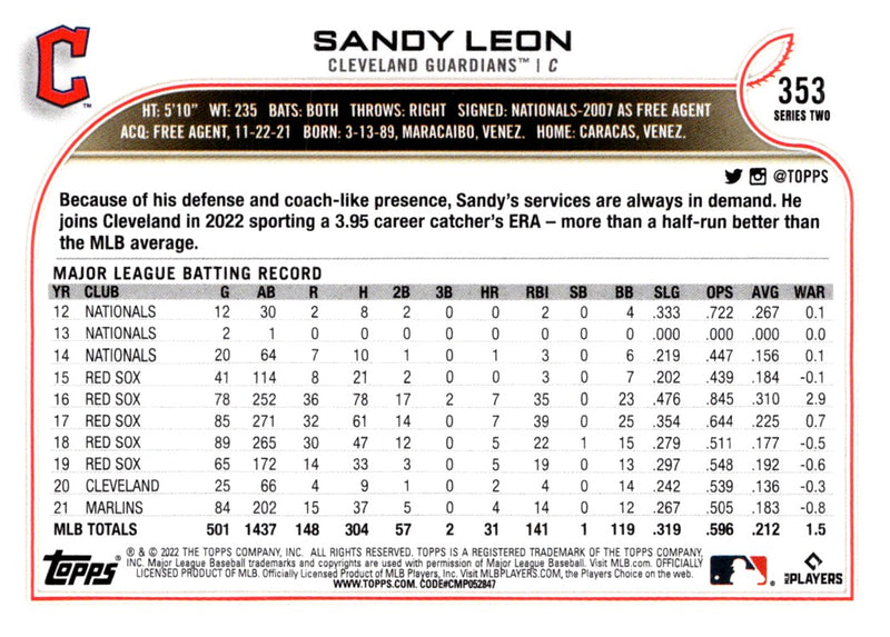 2022 Topps Sandy Leon