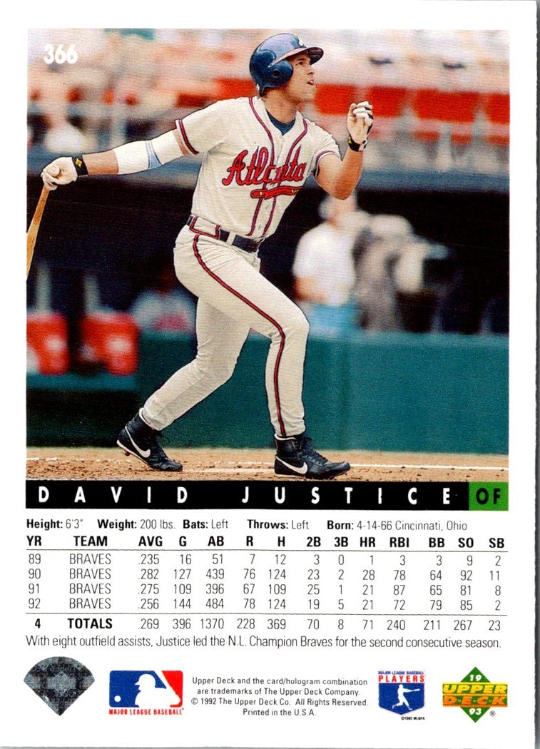 1993 Upper Deck Gold Hologram David Justice