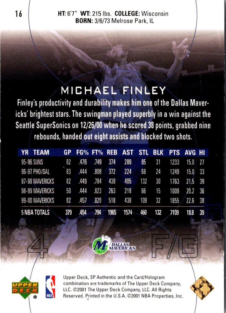 2001 Upper Deck Pros & Prospects Michael Finley