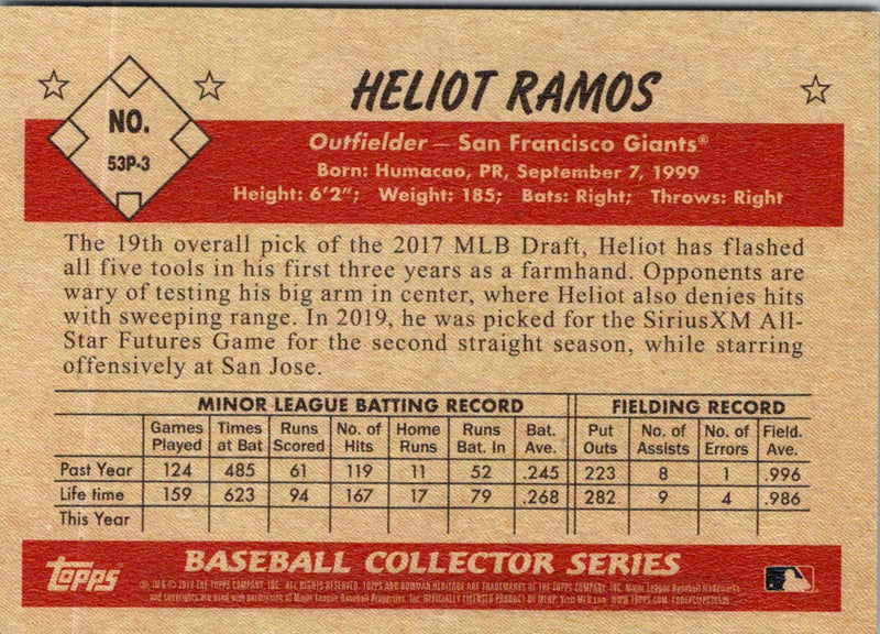 2019 Bowman Heritage Prospects Heliot Ramos