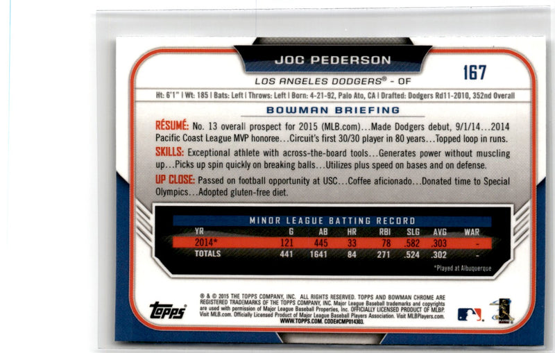 2015 Bowman Chrome Joc Pederson