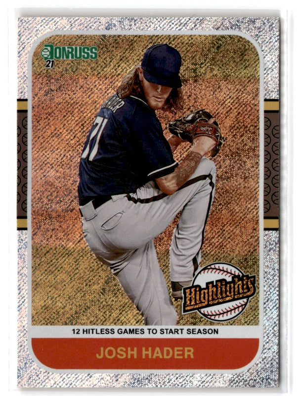 2021 Donruss Highlights Josh Hader #HI10