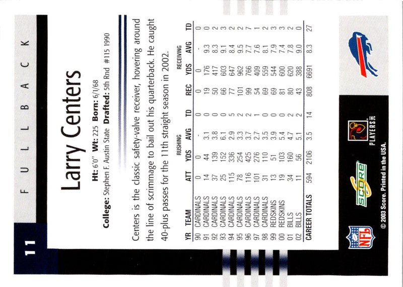 2003 Score Larry Centers