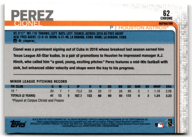 2019 Topps Chrome Pink Refractor Cionel Perez