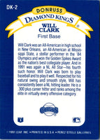 1992 Donruss Diamond Kings Will Clark #DK-2