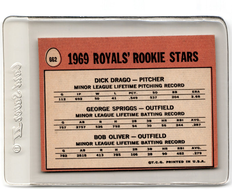 1969 Topps Royals Rookies - Dick Drago/George Spriggs/Bob Oliver