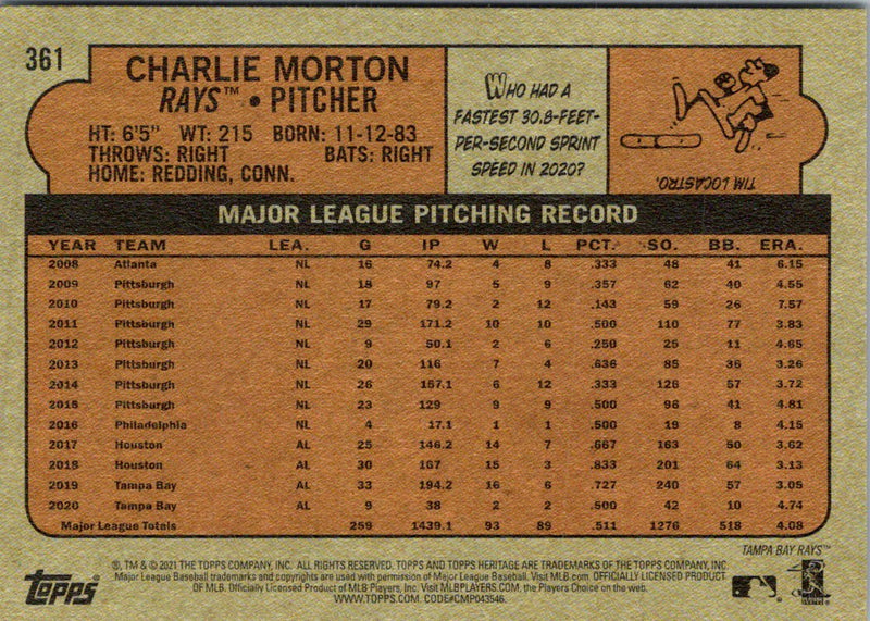 2021 Topps Heritage Red Charlie Morton