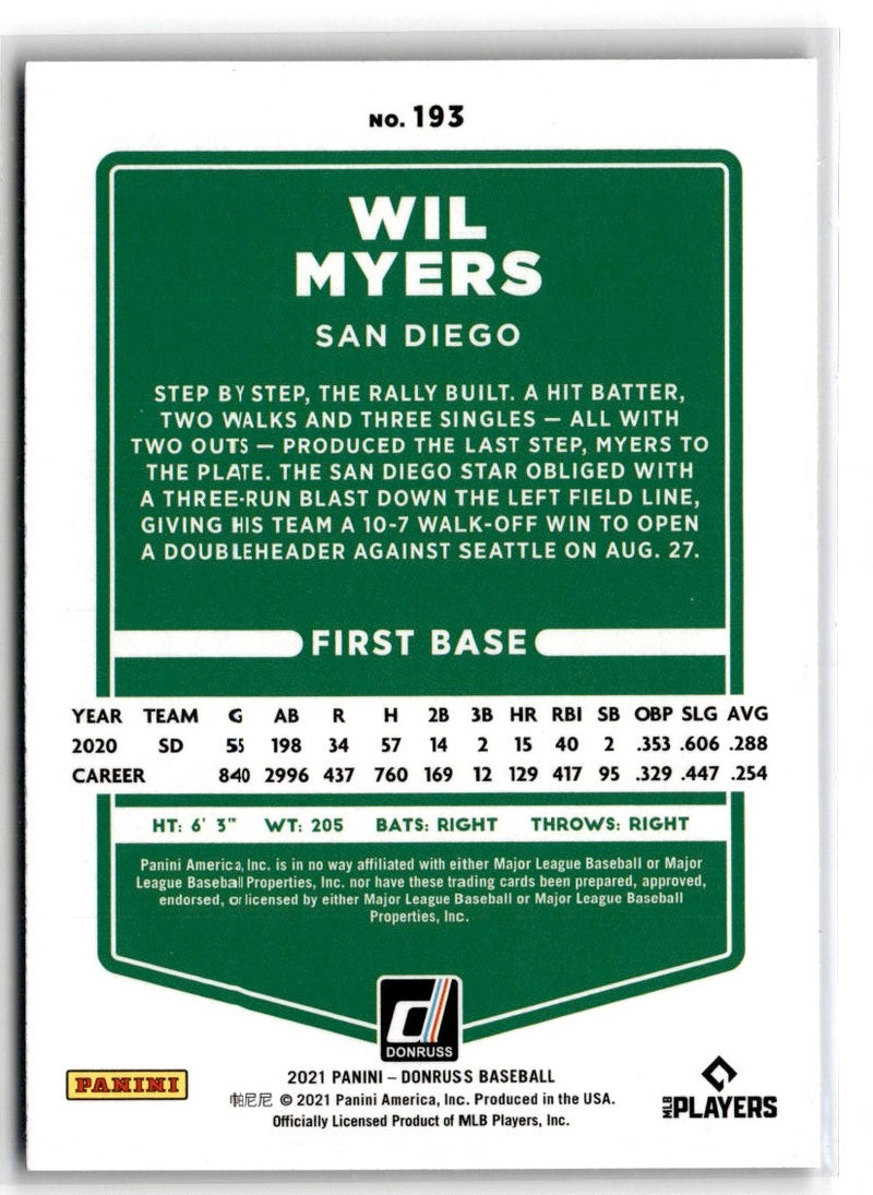 2021 Donruss Holo Blue Wil Myers