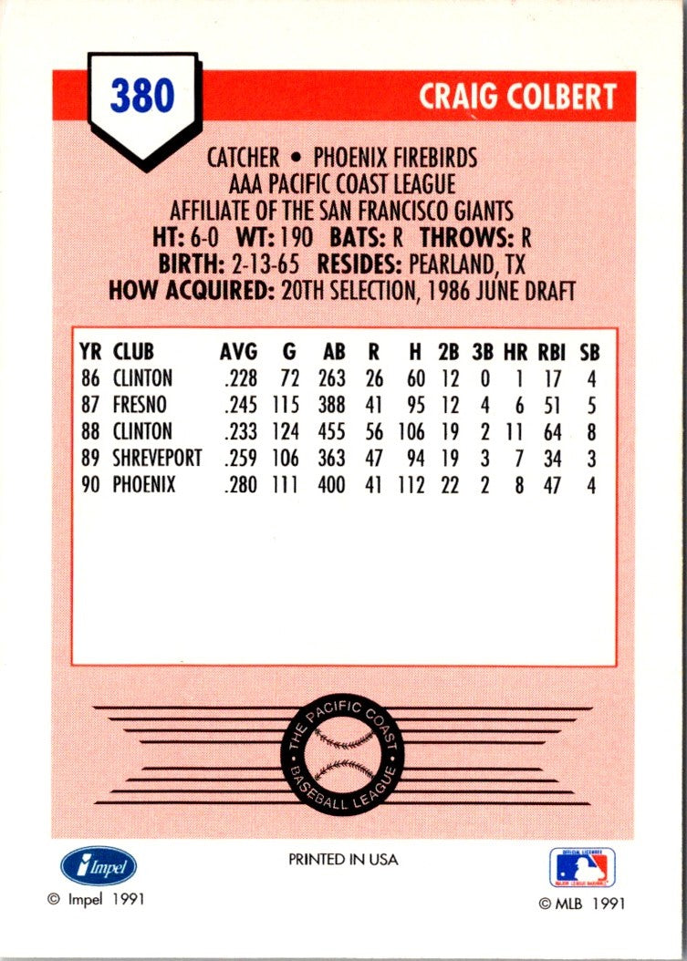 1991 Line Drive AAA Craig Colbert