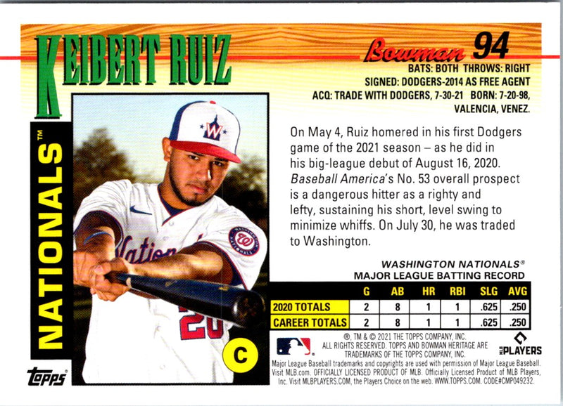 2021 Bowman Heritage Keibert Ruiz