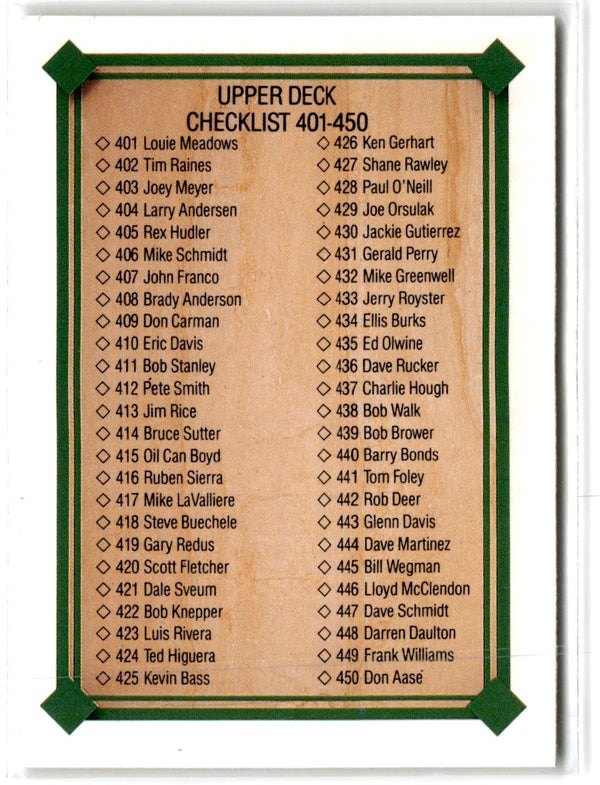 1989 Upper Deck Checklist: 401- #698