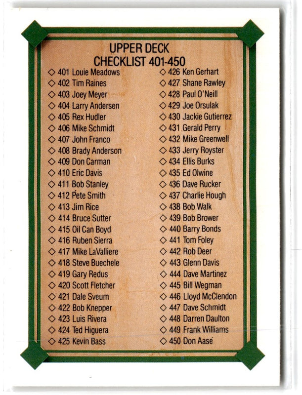 1989 Upper Deck Checklist: 401- #698
