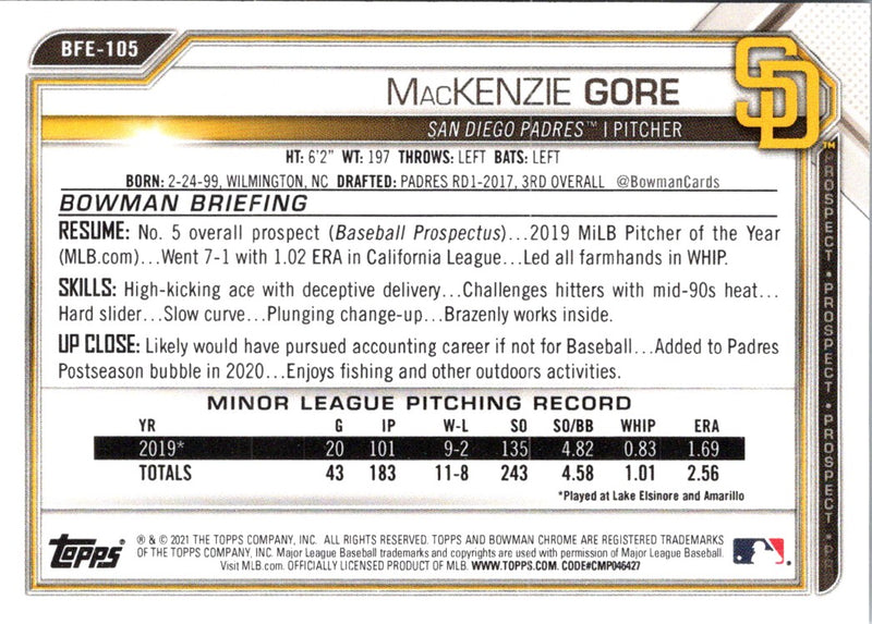 2021 Bowman 1st Edition MacKenzie Gore