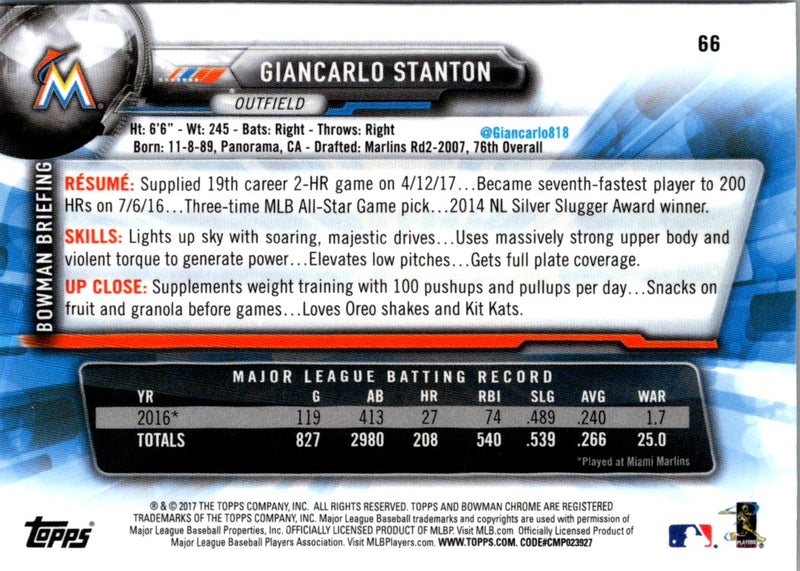 2017 Bowman Chrome Giancarlo Stanton