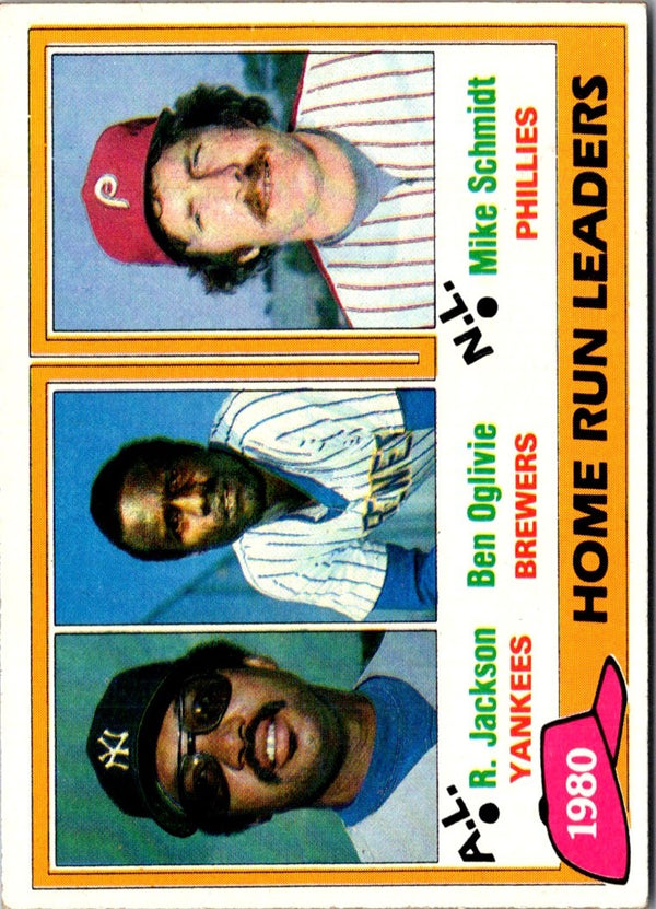 1981 Topps 1980 Home Run Leaders - R. Jackson/Ben Oglivie/Mike Schmidt #2