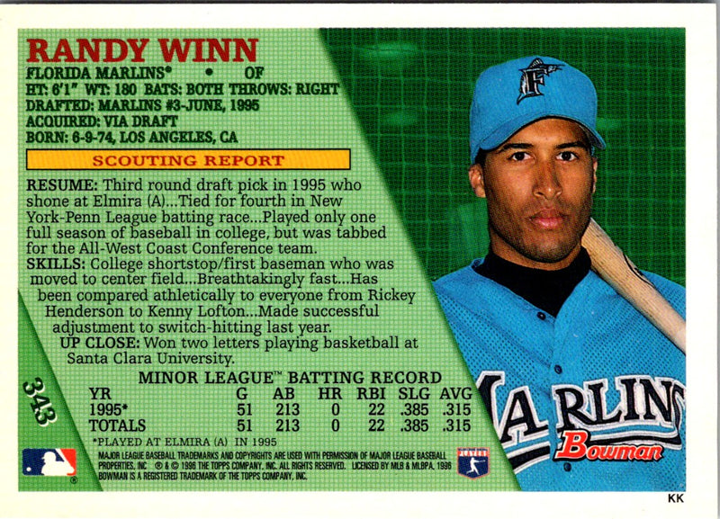 1996 Stadium Club Randy Winn