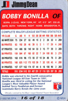 1992 Jimmy Dean Bobby Bonilla #16