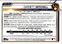 2021 Bowman Chrome Prospects Garrett Mitchell #BCP-129