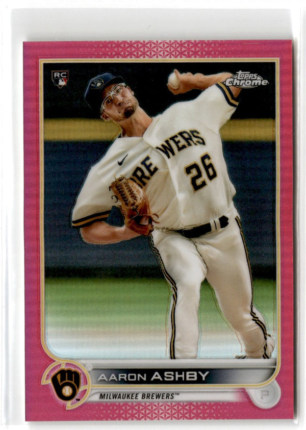 2022 Topps Chrome Pink Refractor Aaron Ashby #80 Rookie