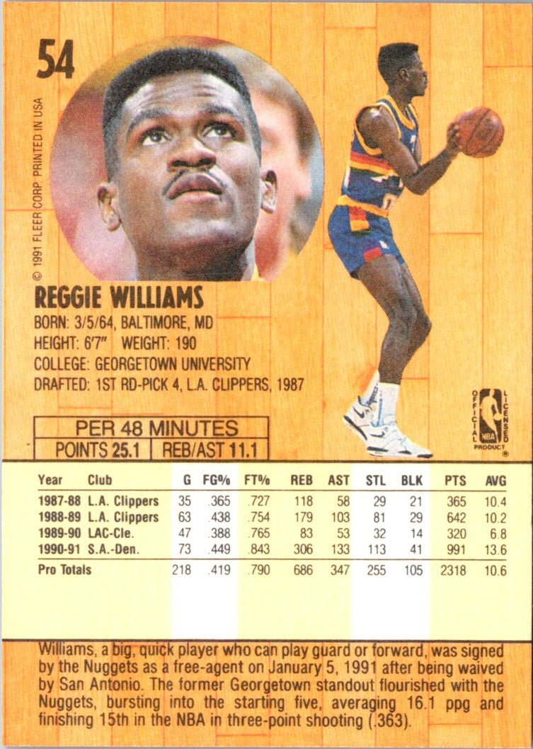 1991 Fleer Reggie Williams