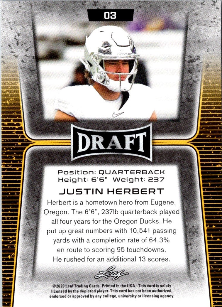 2020 Leaf Draft Justin Herbert