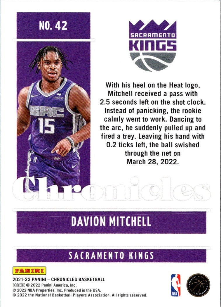 2021 Panini Chronicles Davion Mitchell