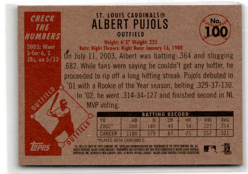 2003 Bowman Heritage Albert Pujols