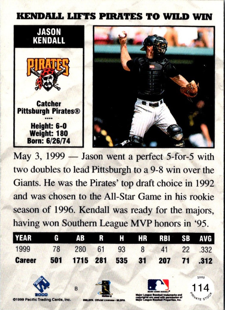 2000 Pacific Private Stock Jason Kendall