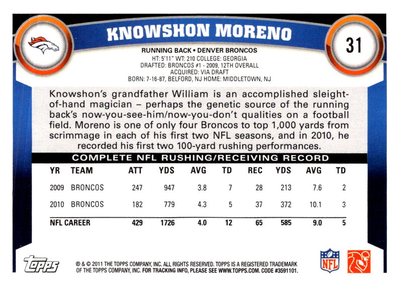 2011 Topps Knowshon Moreno