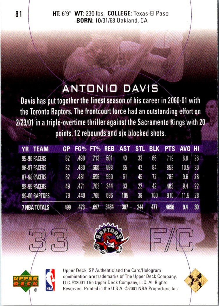 2001 Upper Deck Pros & Prospects Antonio Davis