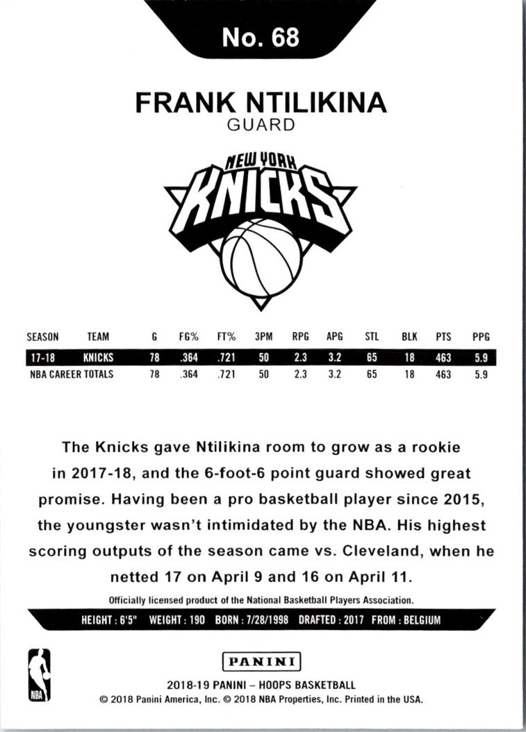 2018 Hoops Purple Frank Ntilikina