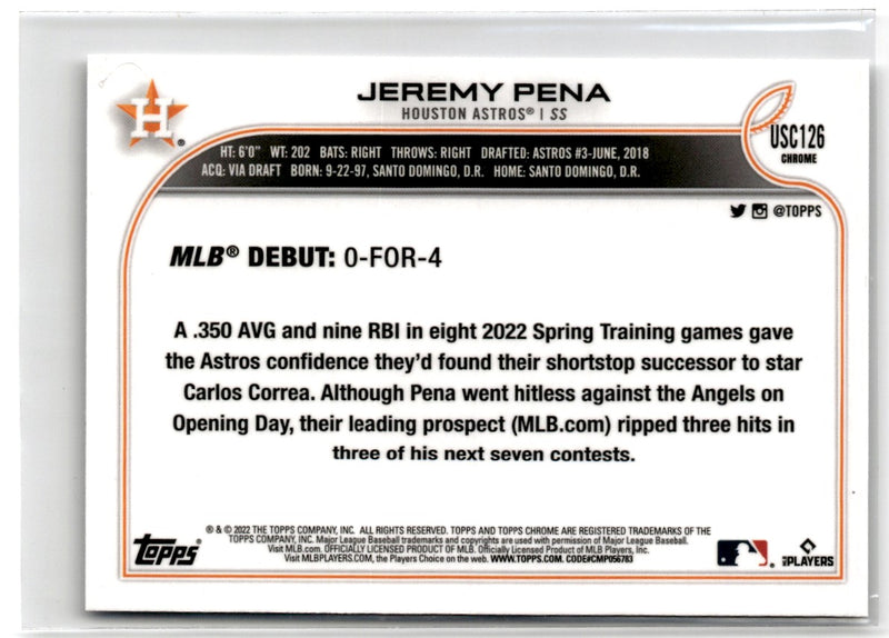 2022 Topps Chrome Update Jeremy Pena