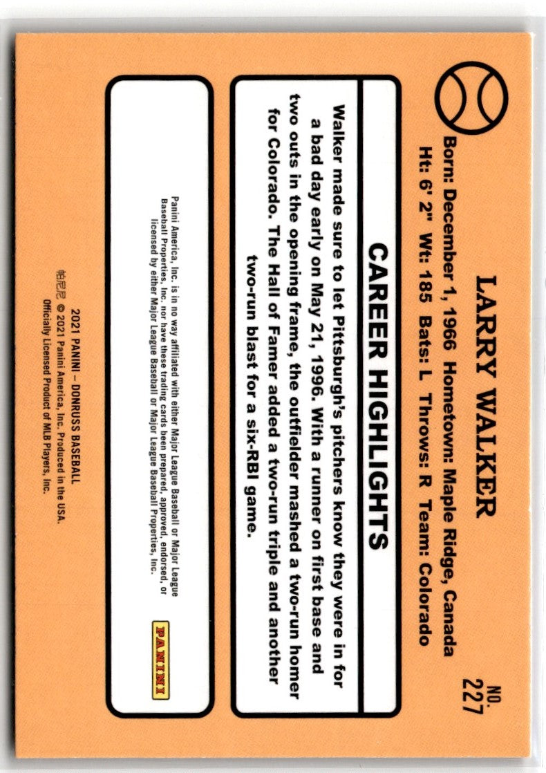 2021 Donruss Holo Red Larry Walker