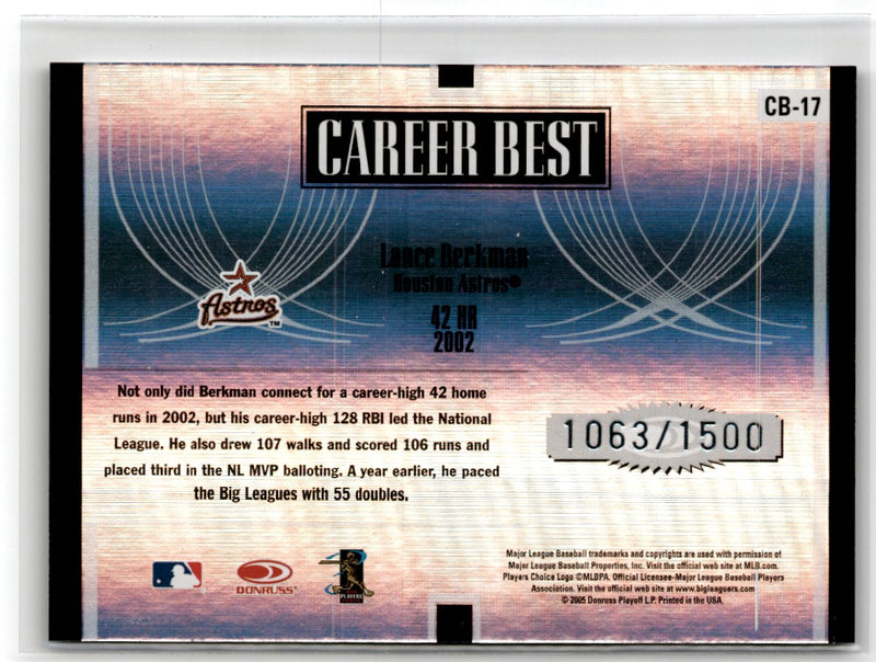 2005 Donruss Elite Career Best Lance Berkman