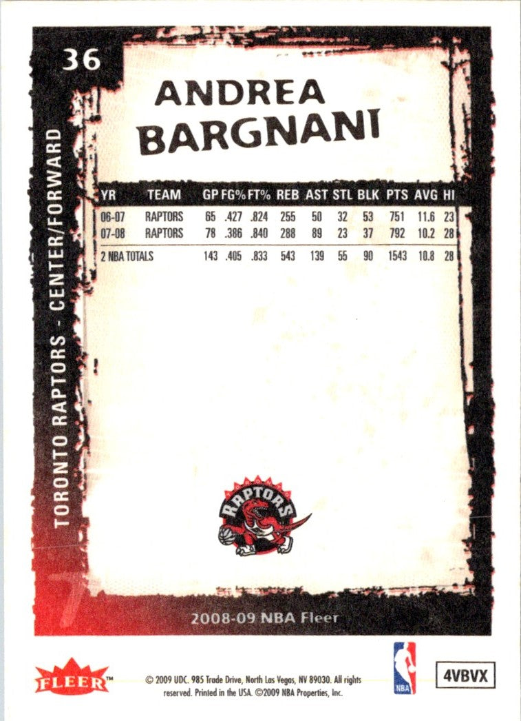 2008 Fleer Glossy Andrea Bargnani