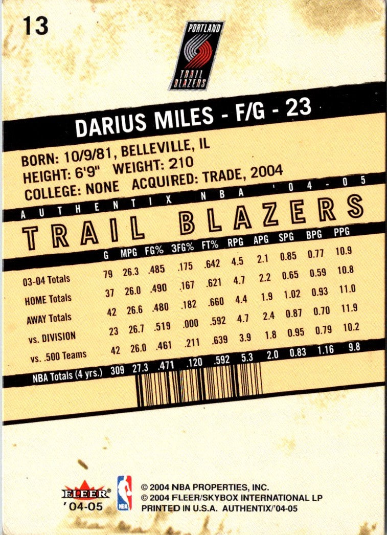 2004 Fleer Authentix Darius Miles