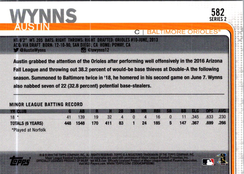 2019 Topps Austin Wynns