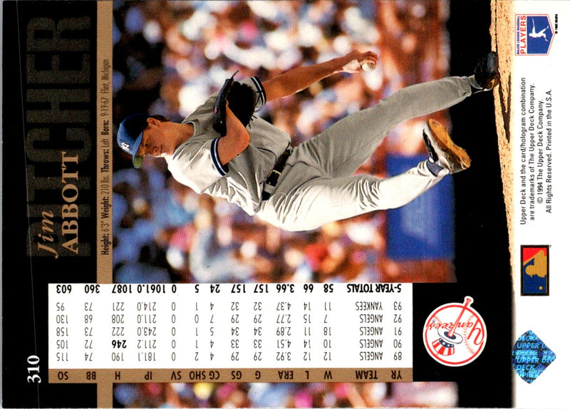 1994 Upper Deck Jim Abbott