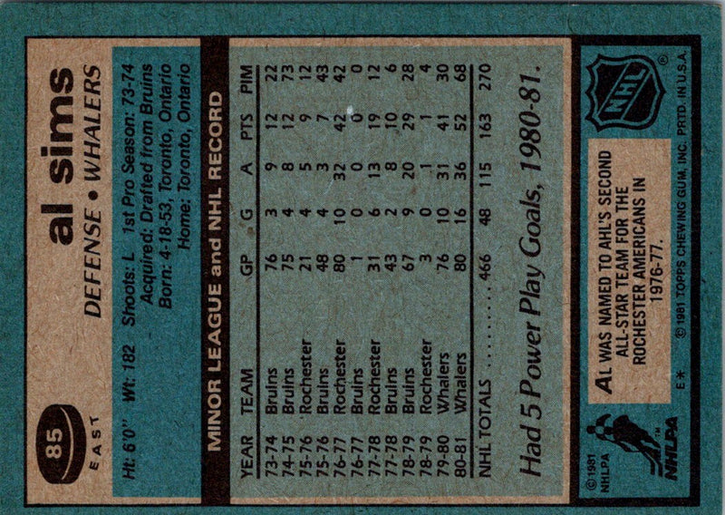 1981 Topps Al Sims