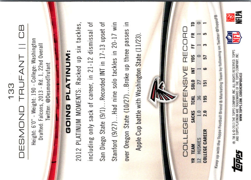 2013 Topps Platinum Desmond Trufant